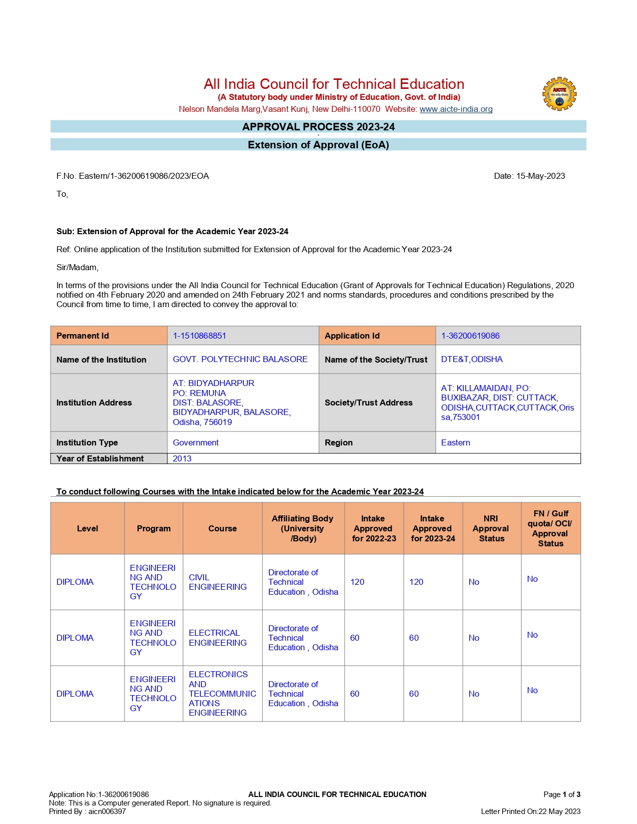 AICTE EOA Report 2023-24